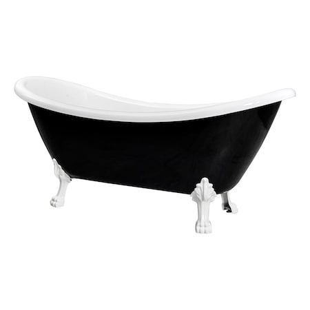 Castello Usa Daphne 59" Black Acrylic Clawfoot Tub With White Feet CB-26-59-B-T-WH